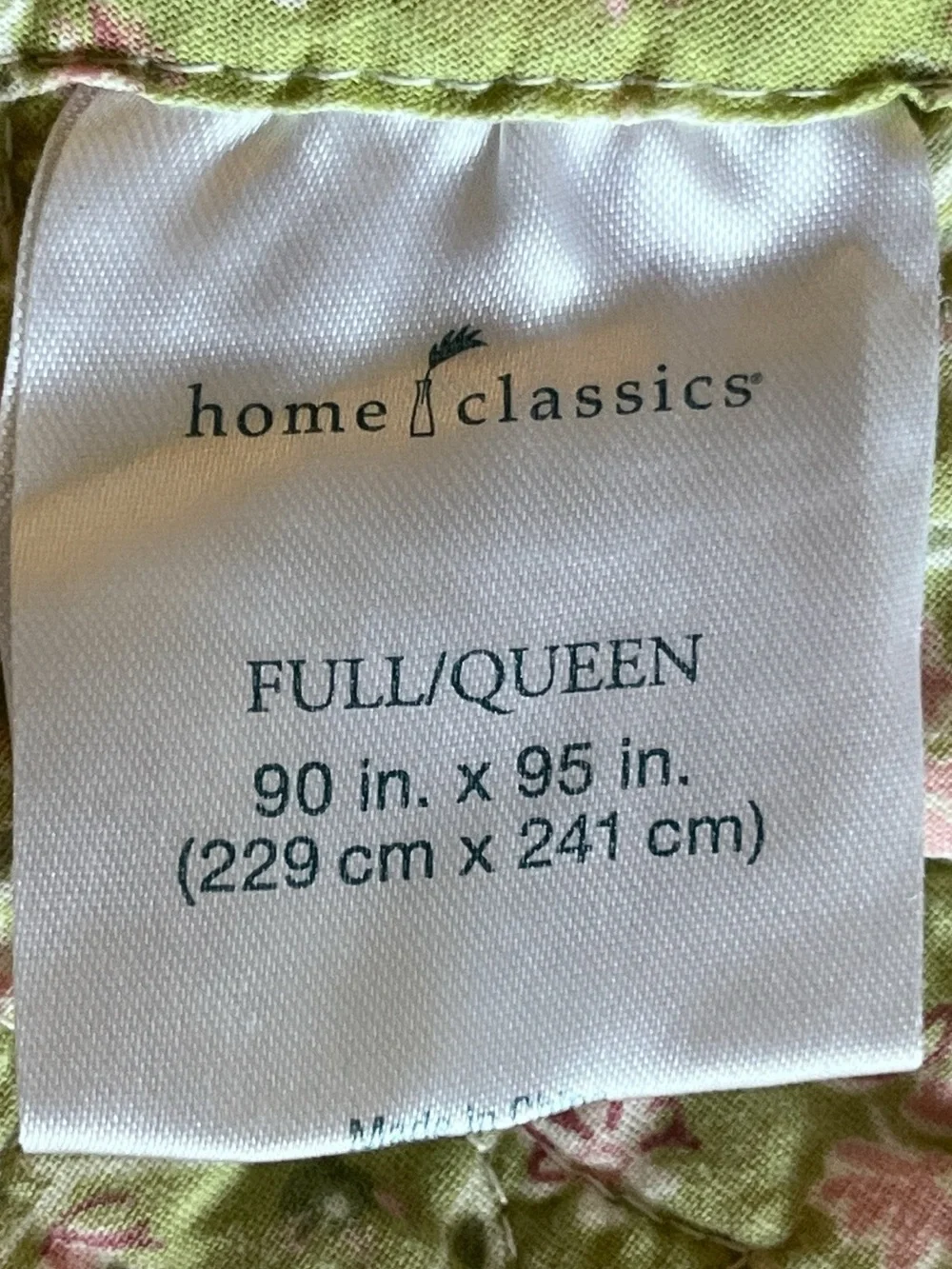 Home Classic Floral Quilt Pale Yellow Front & Light Mint Green Underside Full/Q